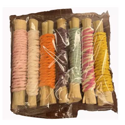 China Stocked Wholesale 7 Colors Pet Toy For Small Animals Apple Molar Natural Soft Bamboo Sticks Pet Chew Toys for sale