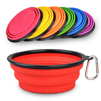 China Stocked Collapsible Travel Portable Dog Bowl Silicone Pet Expandable Bowls for sale