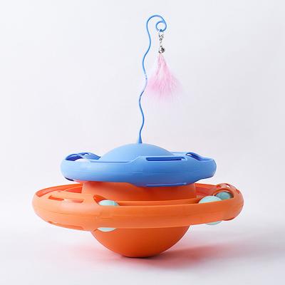 China Sustainable Turntable Scratching Cat Toys Balls With Interctive Two-Layer Turning Funny Toy for sale