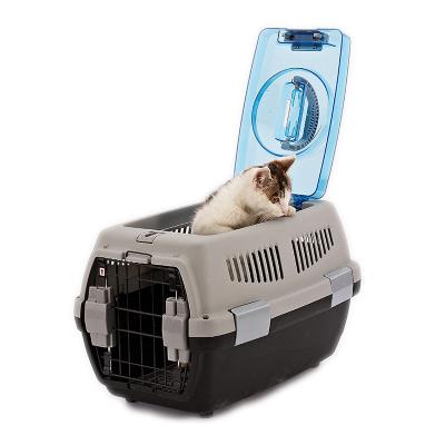 China Breathable Plastic Airline Approved Two Door Pet Travel Carrier for sale