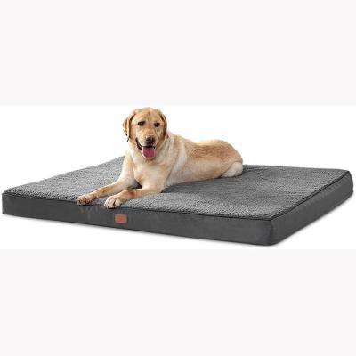 China Sustainable Memory Foam Waterproof Dog Bed For Crate With Removable Washable Cover And Non-slip Bottom for sale