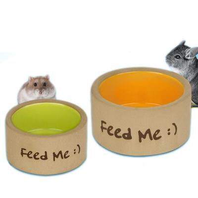 China High Quality Durable Porcelain Hamster Small Stoneware Gold Anti-Tip Feeding Bowl for sale