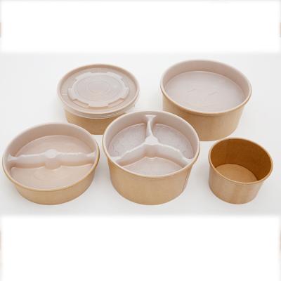 Cina 36oz 50oz Brown 750ml Round Kraft Salad Soup Paper Cup Sustainable Paper Bowl With Lid in vendita