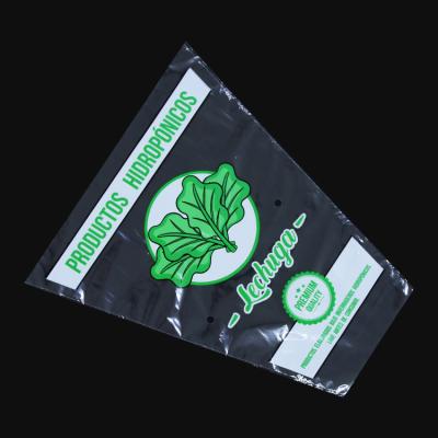 China Clear Recyclable Packaging Custom Logo Printing Clear Flower Sleeve CPP OPP Lettuce Plastic Bag With Poly Holes Vegetable Bags Te koop