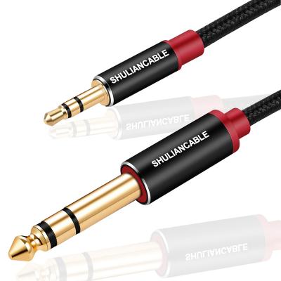 China Car 6.35mm 1/4 Male to 3.5mm 1/8 Male TRS Stereo Audio Cable with Zinc Alloy Housing and Nylon Braid Compatible with iPod, Laptop for sale