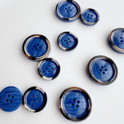 China Customized Washable And Dry Cleaned Four Hole Suit Button With Environmental Friendly Spray Paint Resin Buckle for sale