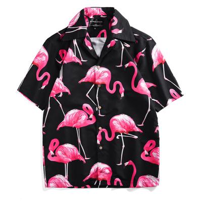 China Summer Hawaii Print Beach Shirt Male Animal Shirt Streetwear Vacation Casual Short Sleeve Mens Breathable Shirts for sale