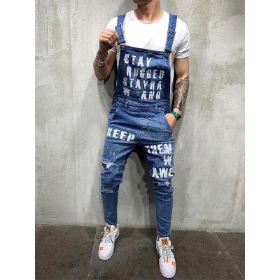 China Plus size high quality mens British style denim bib pants full length overalls ripped jeans overalls for men plus size jeans for sale