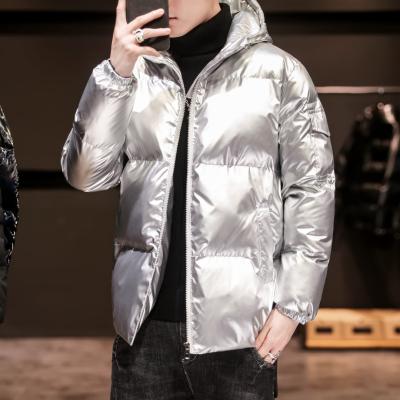 China 2020 Hot Selling Striper Jacket Men's Polyester Wadding Bomber Jacket Men's Waterproof Shiny Winter Striper Jacket Men for sale