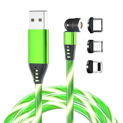 China 1M 2M 3M For Sam Sung High Speed ​​Phone Charger Sync Data 1 OK Sample 3 In 1 Glowing LED Cell Phone Cable Luminous Magnetics Charging Cable For Micro Type C Phone iPhone Accessories for sale