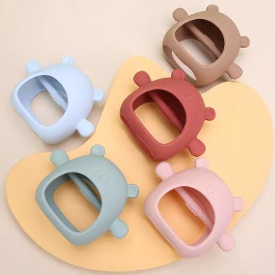 China COMEMOIR Calming Toy Soft Custom Color Bpa Free Food Grade Logo Chewable Silicone Cute Baby Safe Style Bear Teether T Small for sale