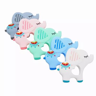 China Fashion Toy COMEMOIR Elephant Teether Food Grade Silicone Soft Chain Pacifier Pendants DIY Baby Accessories Molar Toys for sale