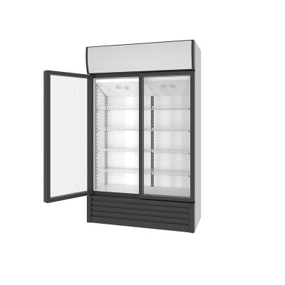 China Single-temperature Double Door Refrigerator Display Fridge Large Capacity Glass Cabinet for sale