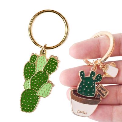 China Custom Soft Metal Plant Enamel Metal Key Ring Plant Cactus Zinc Alloy Keychains for sale