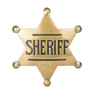 China Custom Europe Gold Plating Kids Cosplay Sheriff Cowboy Metal Badge for sale