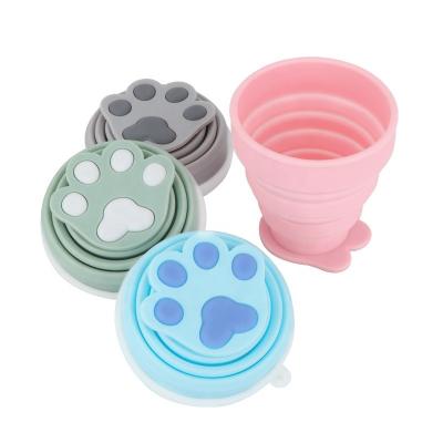 China New Cat Claw Folding Cup Outdoor Creative Travel Washing Portable Telescopic Stocked Claw Silicone Cup for sale