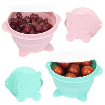 China Outdoor Portable Dog Cat Folding Silicone Bowl Silicone Silicone Bowl Adorable Folding Outdoor Portable for sale