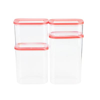 China Cheap Freshness Preservation 4pcs Transparent Airtight Clear Food Pop Plastic Storage Bin Containers for sale