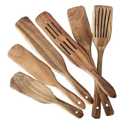 China Wooden Kitchenware Stocked Seven Pieces Set Amazon Cooking Shovel Soup Spoon Cooking Spot Wholesale Set for sale