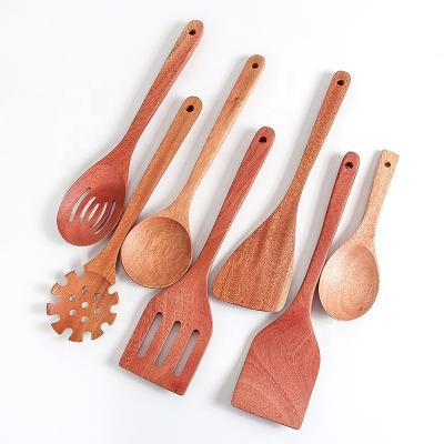 China Wooden Household Stocked Shovel Stick Pot Non Cooking Long Pot Handle Soup Spoon Combination 12 Piece Set for sale