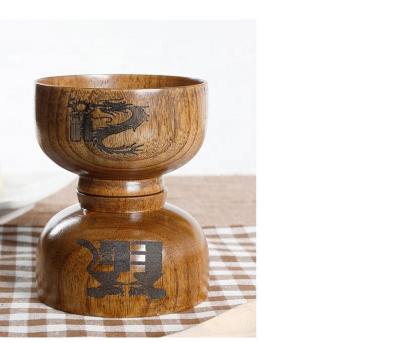 China Stored Creative Japanese Children's Adult Zodiac Carved Wooden Bowl Baby Wood Rice Bowl for sale