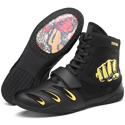 China Professional competition sports free wrestling combat boxing shoes high top boots men's and women's 35-46 for sale