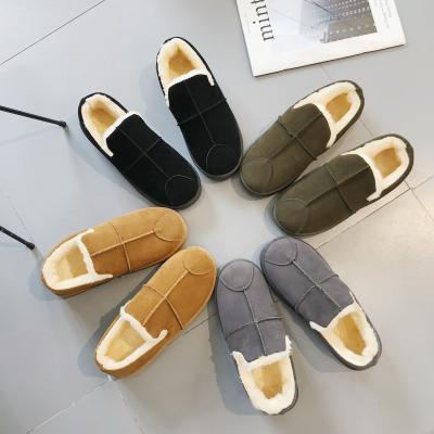 China Winter Women Cow Suede Slippers Memory Foam Fur Slippers Home Bedroom Fluffy Boots Non-slip Slip On Lightweight Warm Shoes for sale