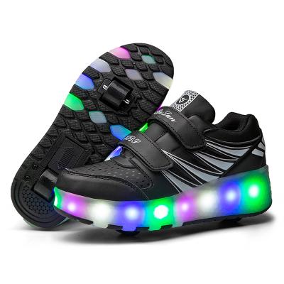 China Wholesale TPR Kids Good Quality Unisex Flashing Led Shoes With 2 Wheels Skate Roller Rechargeable Shoes for sale