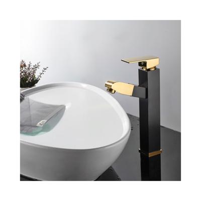 China Affordable Thermostatic Rotating Cold Single Hole Basin Faucet Black Basin Faucet Waterfall Faucets Hot Cold Water for sale