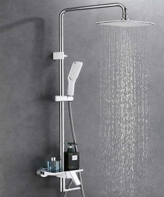 China Modern Luxurious Stainless Steel Chrome And White Square Shower Set In Bathroom for sale