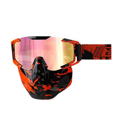 China Wear It While Skiing Sports Snow Ski Goggles With Mask Protect Pad Helmet Sunglasses Motorcycle Goggles Mask Removable for sale