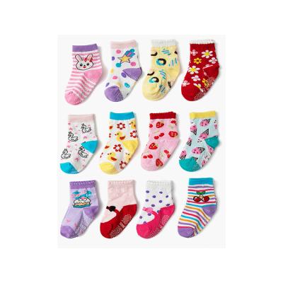 China QUICK DRY Promotional Hot Sale Soles Kids Rubber Socks Non Skids Cartoon Baby Breathable Solid Socks for sale