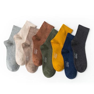 China Breathable Hot Sales Sheer Color Cotton Calf Mid-Length Hoops 100% Cotton Combed Cotton Men Boy Leisure Sock for sale