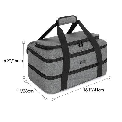 China Waterproof Double Deck Casserole Carrier Insulted 9x13 Travel Carry Bag For Hot Food for sale