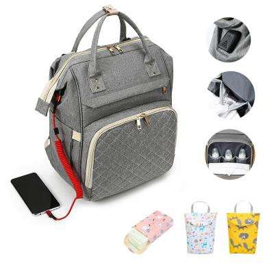 China With USB 2021 3 in 1 wterproof designer mom baby travel diaper bag backpack diaper wet bag with changing mat for sale