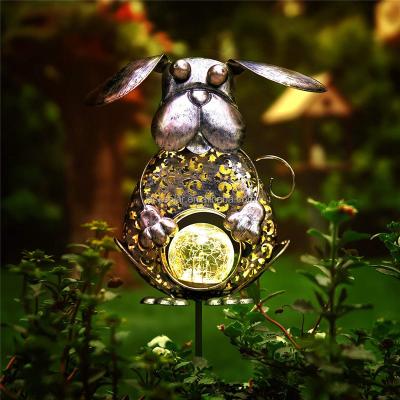 China Outdoor Garden Solar Panel Lights Dog Iron Stakes Park Solar Lamp Ware Garden Decoration for sale