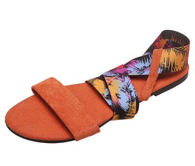 China CUSHIONING Colorful Soft Casual Lady Wrap Silk Flat Suede Sandals for sale