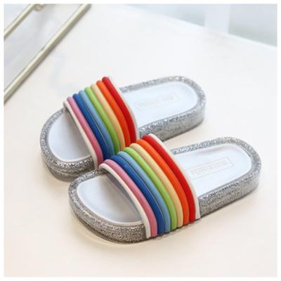 China LED Light Flat Slippers For Kids Girl Soft Rainbow Color for sale