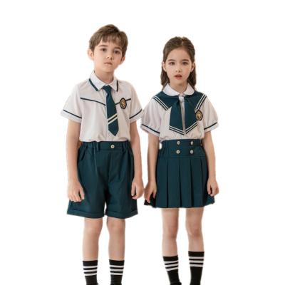 China Custom Wholesale Short Shirt School Uniform Kids School Uniform School Uniform Designs for Boys and Girls Sleeve Dark Green British Style for sale