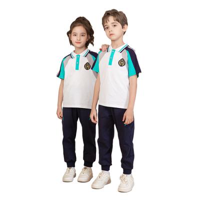 China undamaged green sports school uniform children kids short sleeve designs school uniform and pant suit school uniform for boys and girls custom wholesale for sale