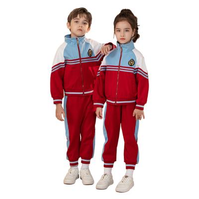 China School Uniform Children Kids School Uniform Red And Blue With Long Sleeve White Sports Suit School Uniform Designs For Boys And Girls Custom Wholesale for sale