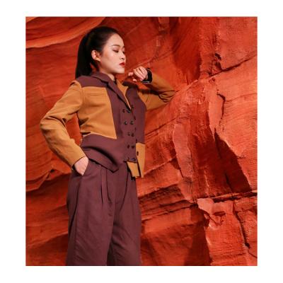 China Women's Suit Hotel Uniforms The Orange Mosaic Design Suit Waiter Many Customization The High Quality for sale