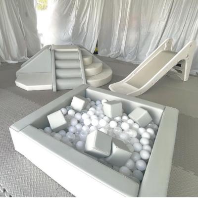 China Eco-Friendly Kids White And Gray Outdoor Soft Play Pack Set Indoor Baby Playground Soft Playground Party Rentals for sale