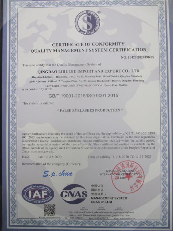 ISO9001 - Qingdao Liruijie Import & Export Co., Ltd.