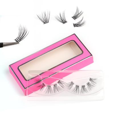 China Natural diy long superfine lash clusters cut pre whips clear thin strip extensions stick control kit segments for sale