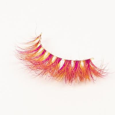 China 2019 new products 3d party soft and natural style fake eye lashes colorful handmade coloful eyelashes streaks for sale