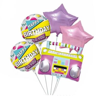 China Gift Toy 5pcs New Design Card Wrapping Radio Shape Foil Balloons Set Baby Boy Girl Birthday Party Decoration Balloons for sale