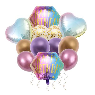 China Gift Toy 12pcs Happy Birthday Balloon Set Clear Chrome Latex Balloon Boy Girl Birthday Party Decoration Confetti Balloons for sale