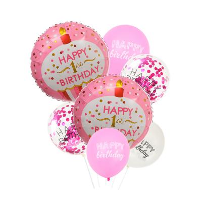 China Toy 6pcs/set Pink Baby Boy Girl Year Pink Balloon Bouquet Birthday Party Favor Toy 6pcs/set 1st Birthday Decoration Blue Balloons for sale