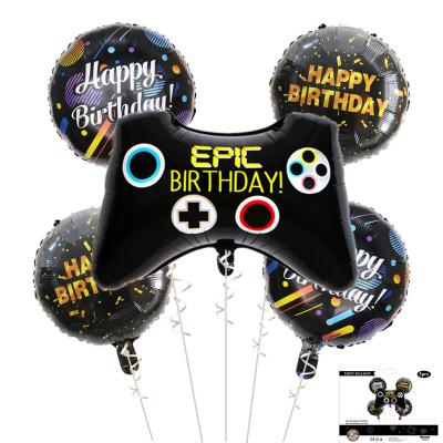 China Gift Toy 5pcs/set Black Gamepad Foil Balloons Birthday Party Supplies For Kids Toy Game Controller Foil Aluminum Balloon for sale